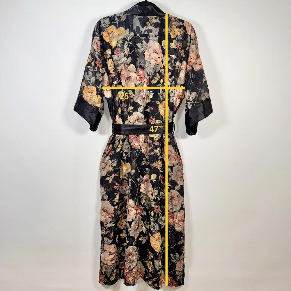 VTG 70’s L.A. Intimates Floral Satin Brocade Kimono Robe - M - Picture 7 of 7